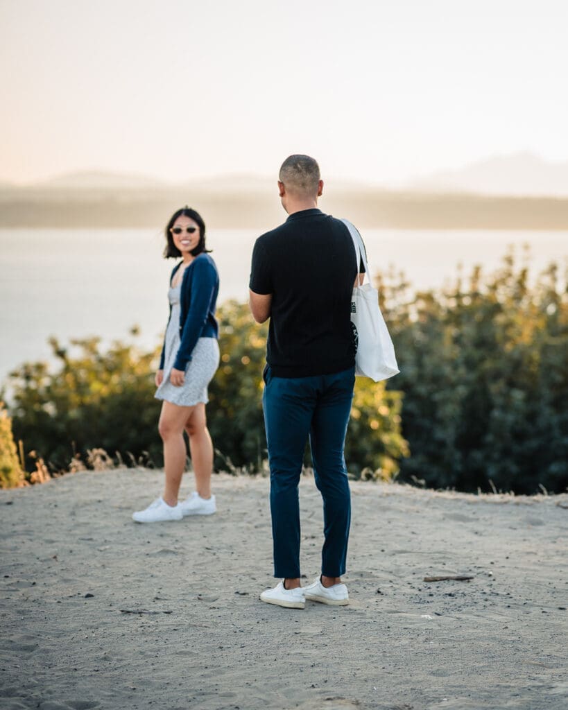 My client taking pictures of his soon to be fiance while I take photographs of the two of them, undercover, using my Quebecois friends as decoys :)